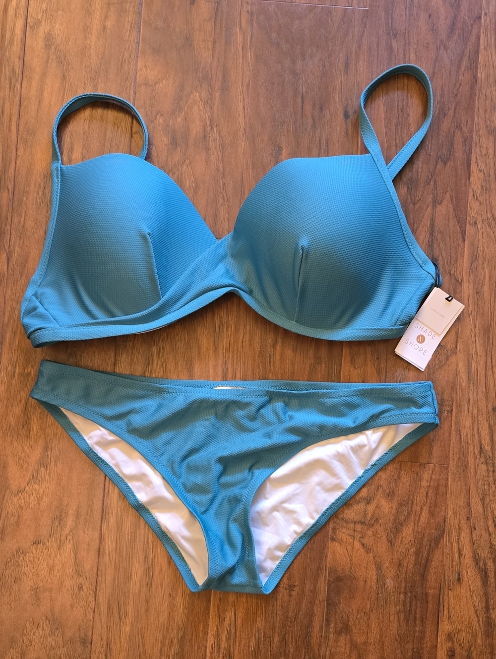 Shade & Shore Aqua Textured Padded Bikini Set